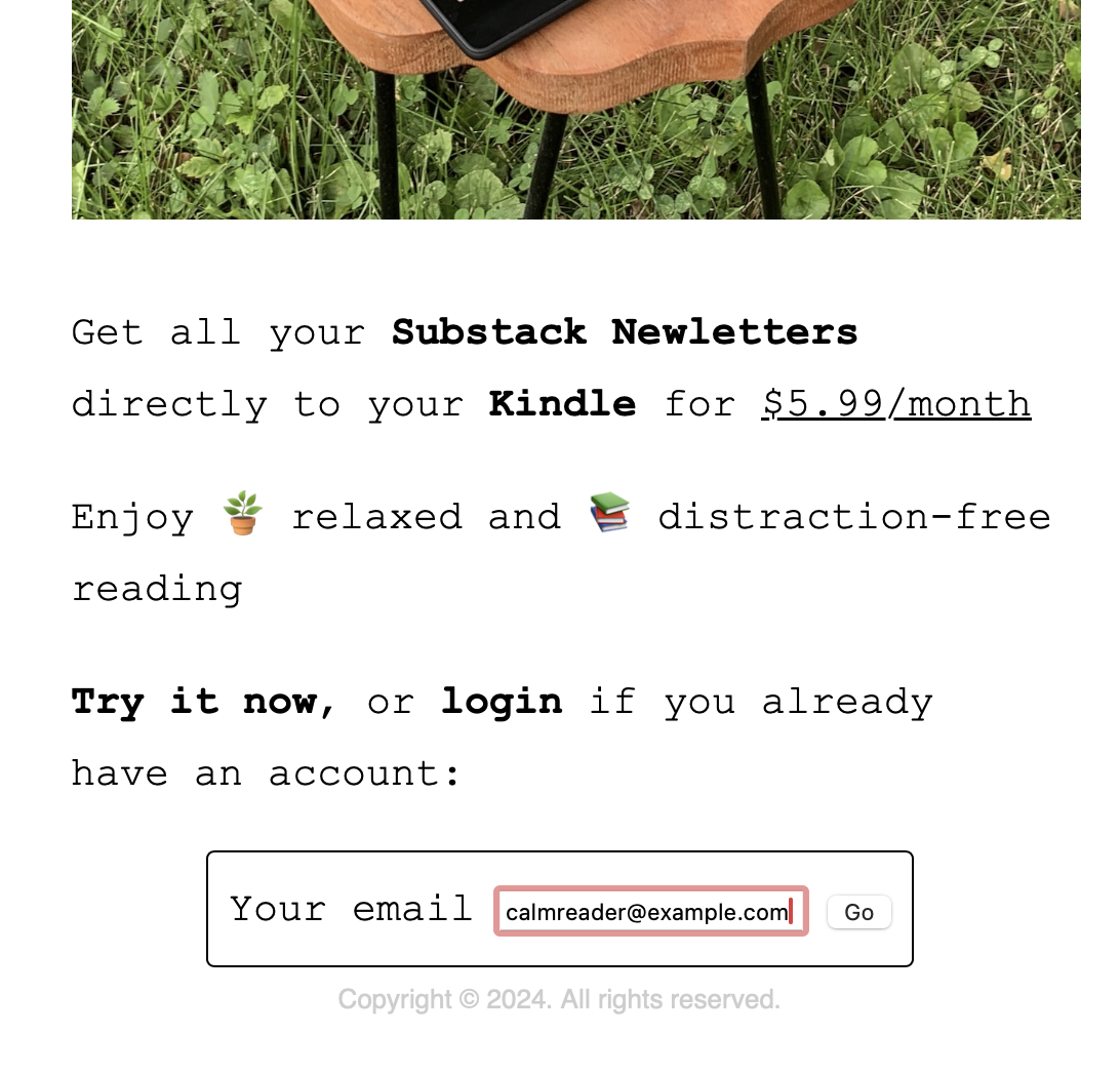 Screenshot of sign-up page